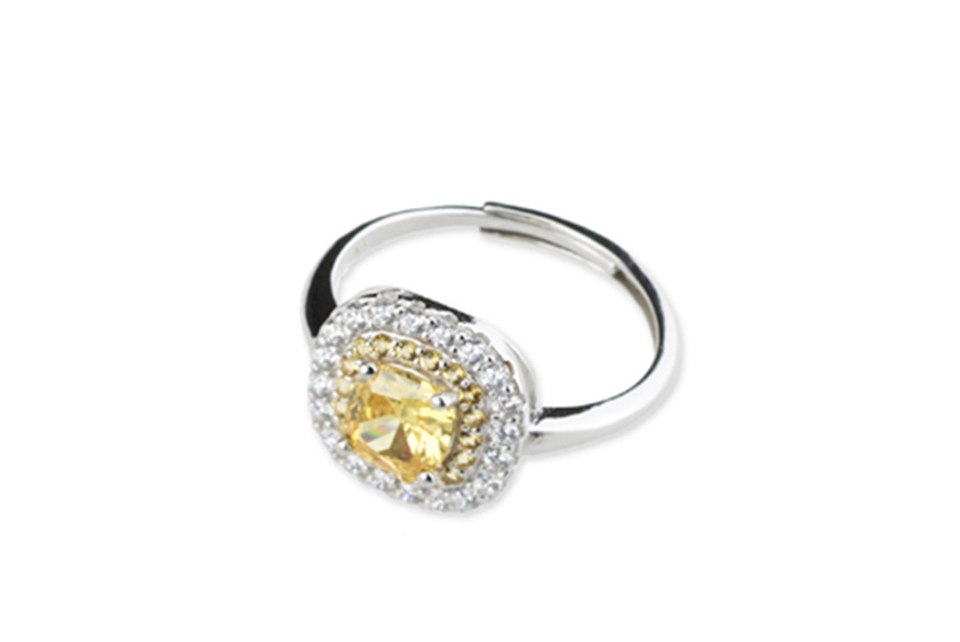 Ring Luce silver with cubic zirconia and yellow zircon Sovrani