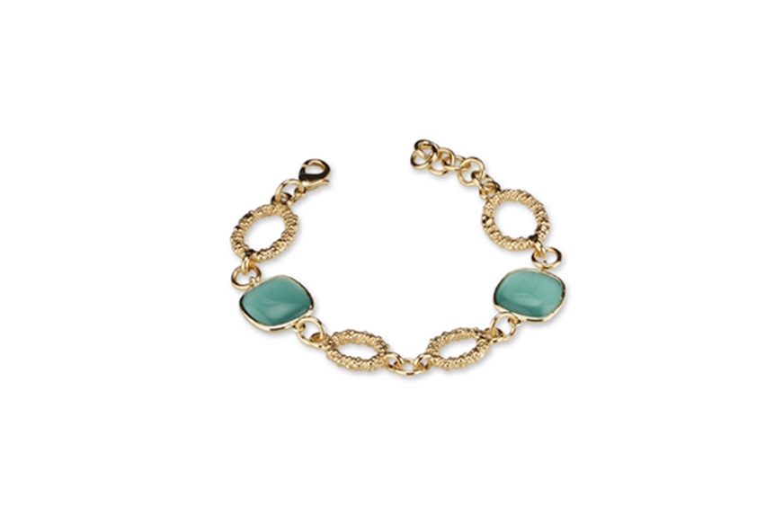 Bracciale Chain con cristalli occhio di gatto verde Sovrani
