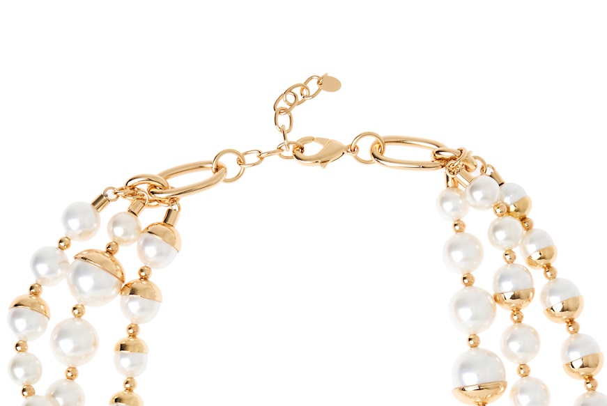 Collana Fashion Mood dorata con tre fili di perle Sovrani