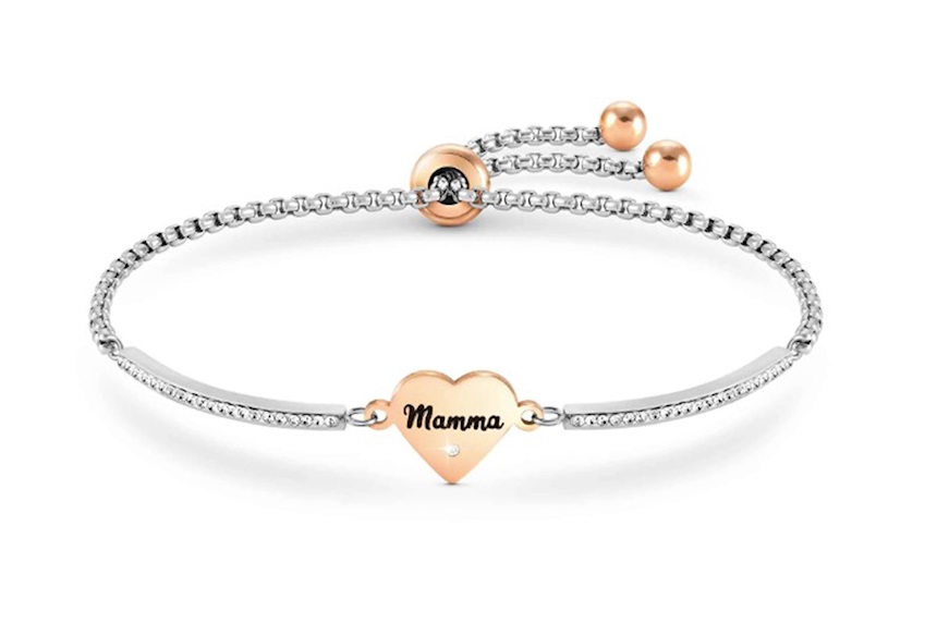 Bracelet Milleluci steel Mamma heart and crystals Nomination