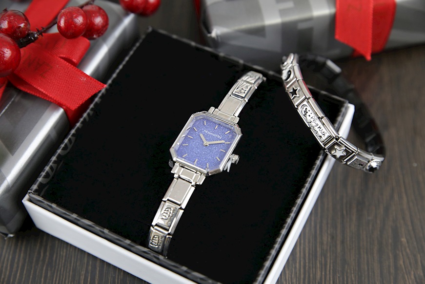 Orologio Composable acciaio con quadrante in glitter blu Nomination