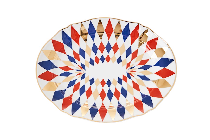 Oval serving plate Abracadabra Quadri porcelain Bitossi home