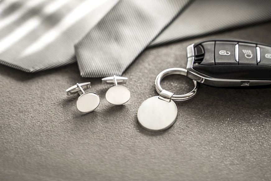 Keychain and cufflinks set silver Selezione Zanolli