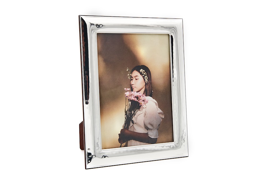 Picture Frame bilaminated Silver with hammered band Zanolli