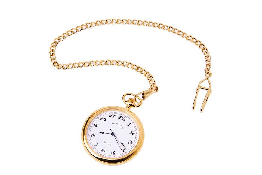 Pocket Watch Mount Royal steel gold with white dial Selezione Zanolli