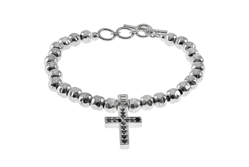 Bracelet Cross silver with black zircons Maria Cristina Sterling