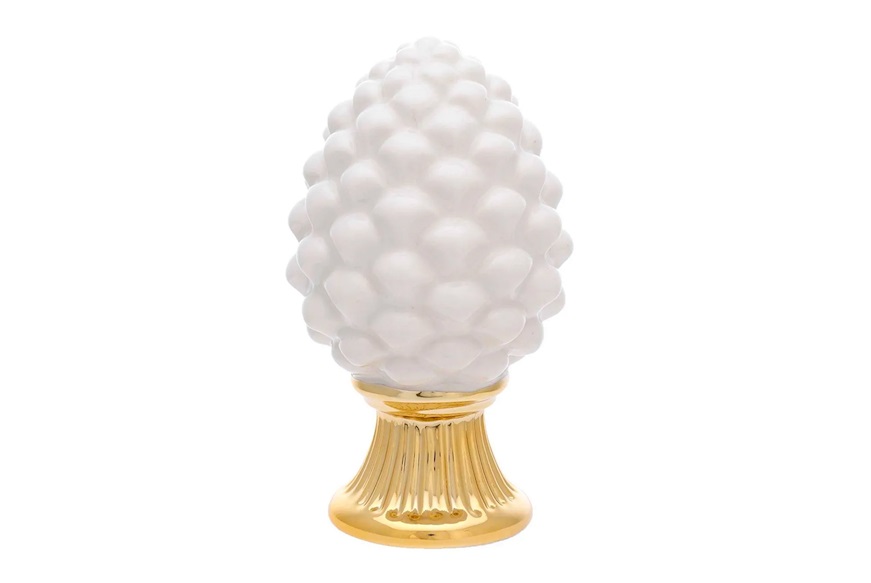 White Pine Cone porcelain with golden base Selezione Zanolli