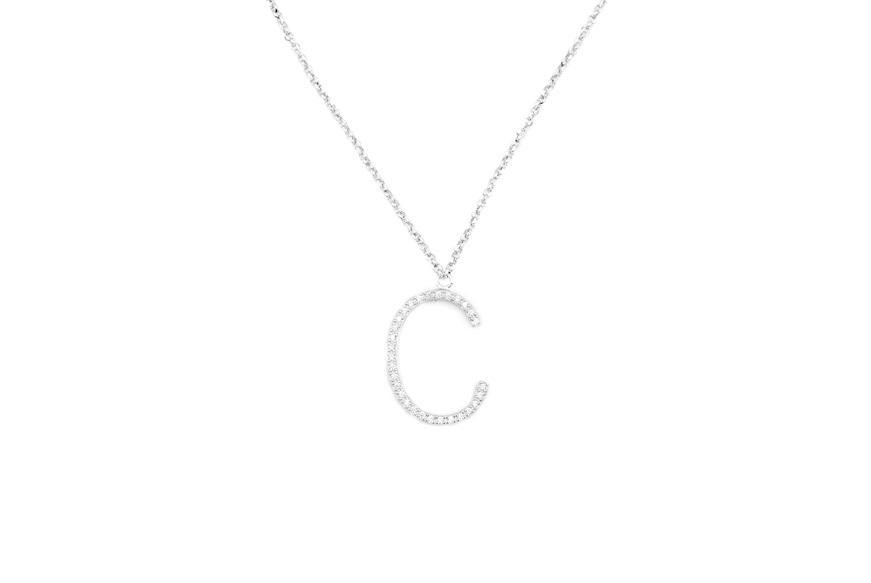 Necklace Dancing Names silver with C letter pendant in cubic zirconia Sovrani