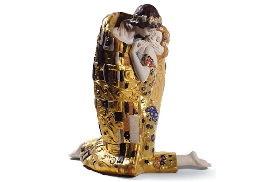 Il bacio di Klimt porcellana Lustro oro Lladro'