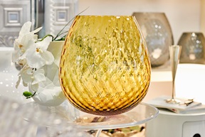 Candle holder vase Macramè XXL Murano glass Amber Nasonmoretti