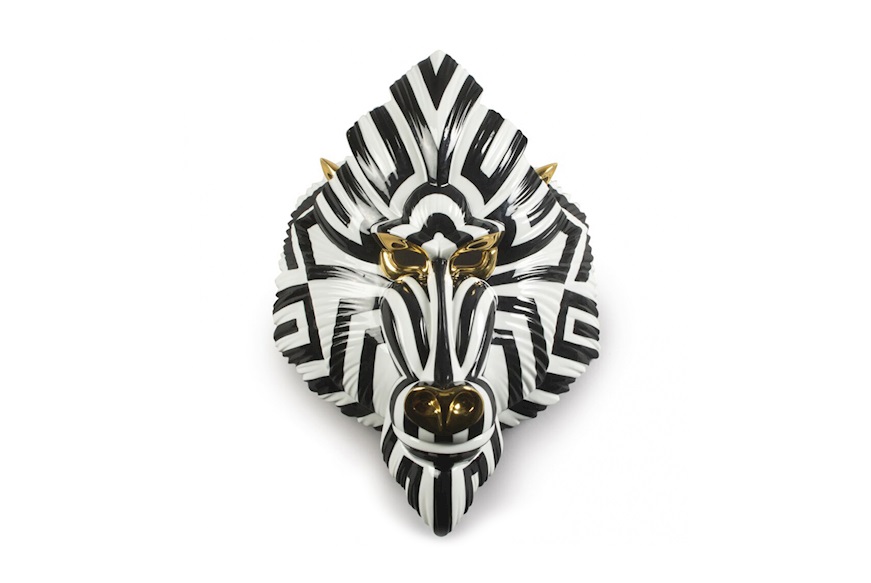 Mandrill Mask porcelain black and gold Lladro'