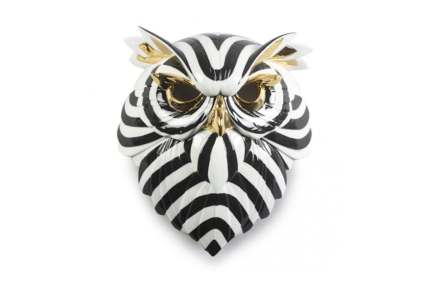 Owl Mask porcelain black and gold Lladro'