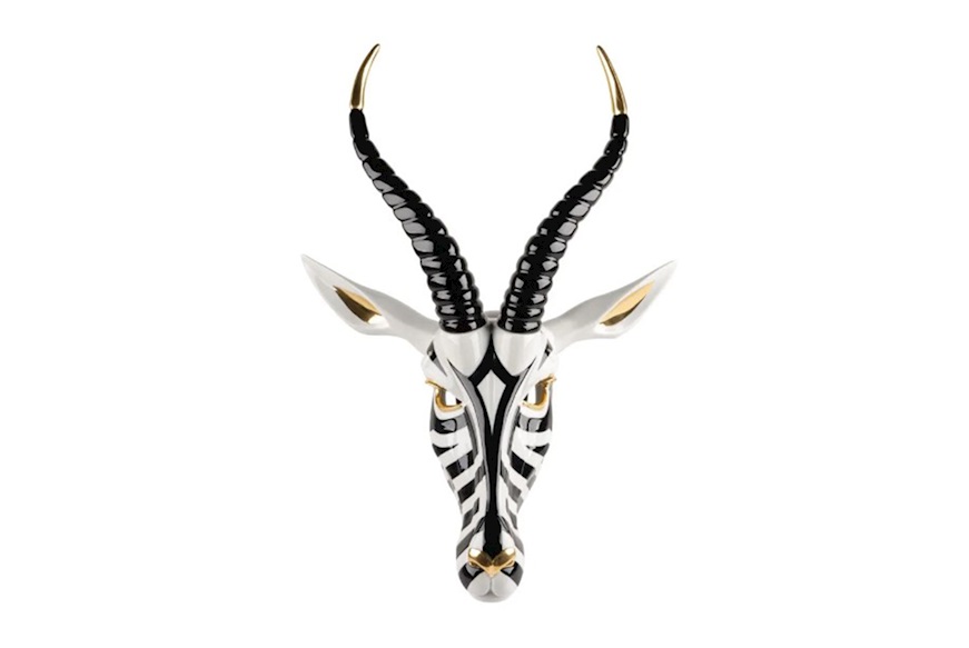Maschera Antilope porcellana nero e oro Lladro'