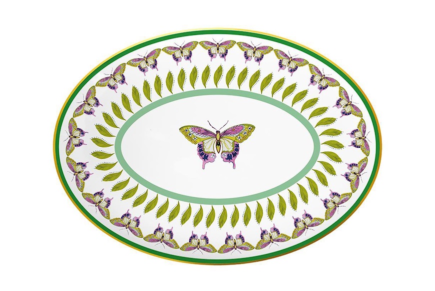 Oval serving plate Amazzonia porcelain Baci Milano