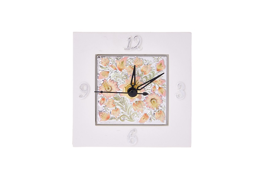 Clock Majolica with flowers decoration Selezione Zanolli