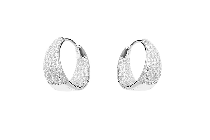 Hoop earrings Luce silver with cubic zirconia Sovrani