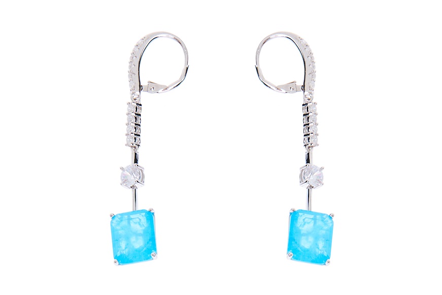 Earrings silver with cubic zirconia and aquamarine zircon Sovrani