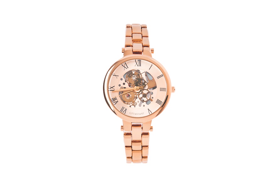 Watch steel rosé with visible movement Ottaviani