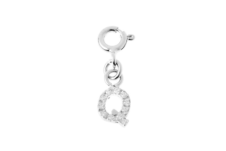 Q Letter Charm silver with zircons Sovrani