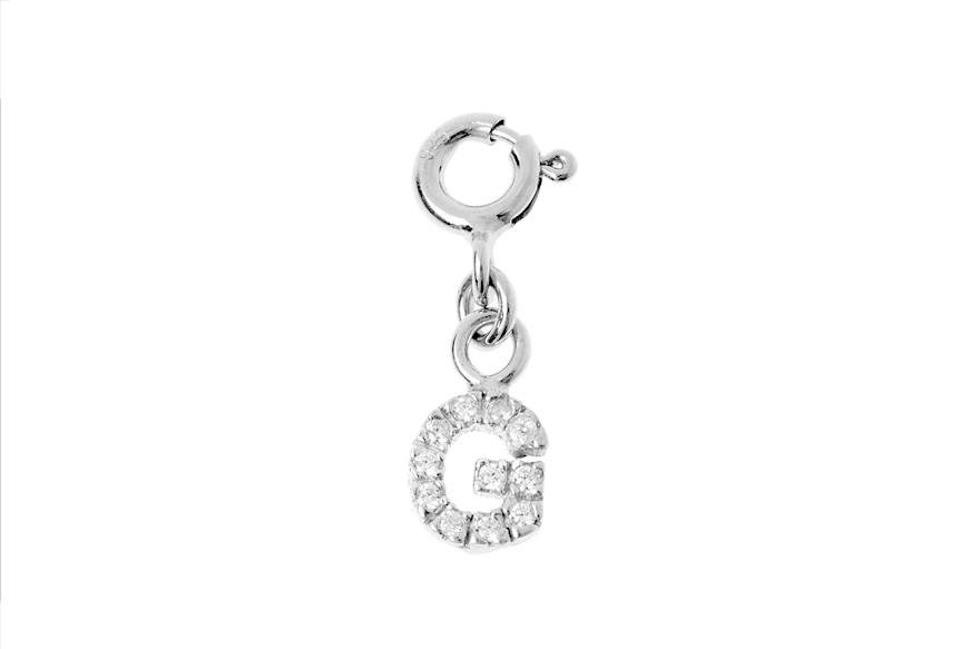 G Letter Charm silver with zircons Sovrani