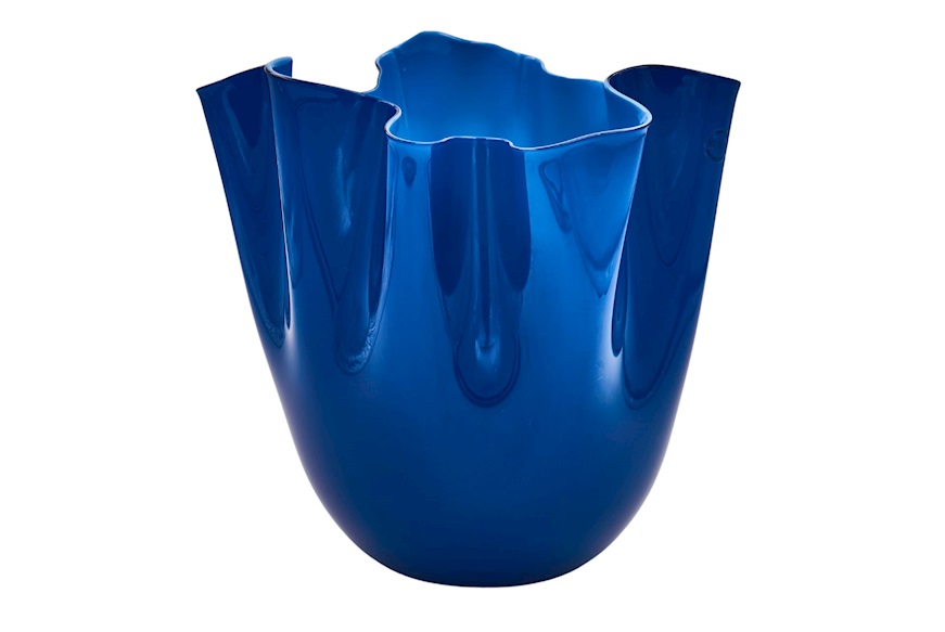 Vaso Fazzoletto vetro di Murano blu mare Venini
