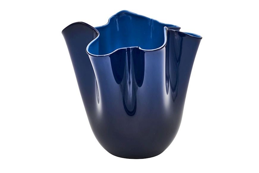 Vaso Fazzoletto vetro di Murano blu mare Venini