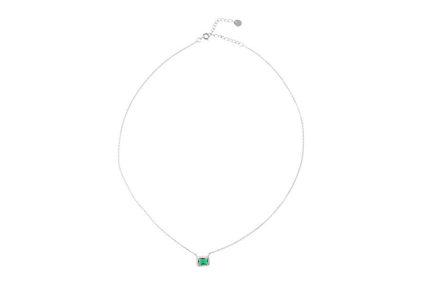 Necklace Luce silver with cubic zirconia and emerald zircon Sovrani
