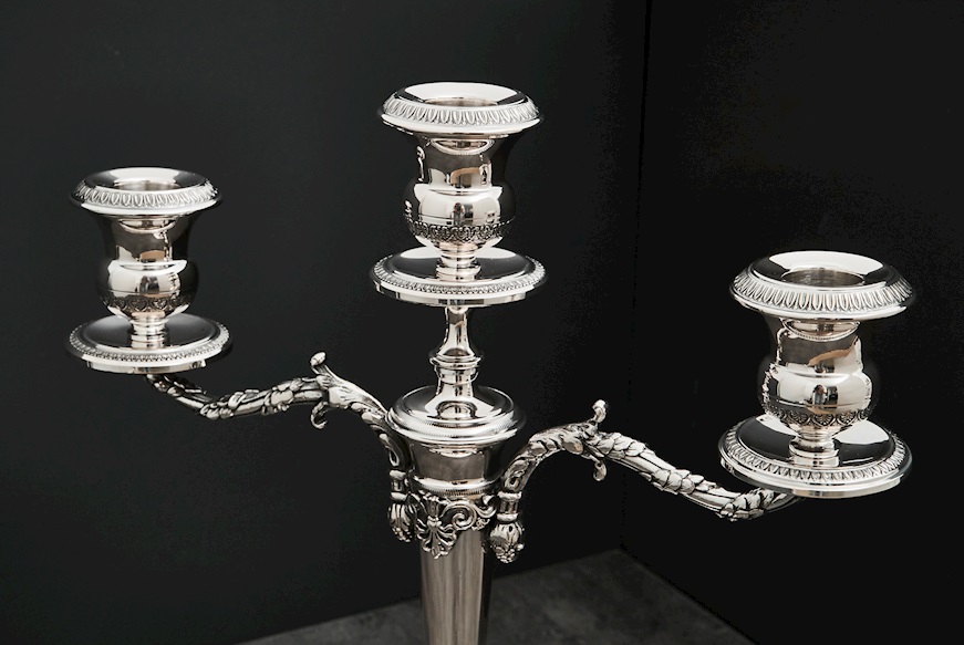 Candelabro argento a tre fiamme in stile Impero Selezione Zanolli