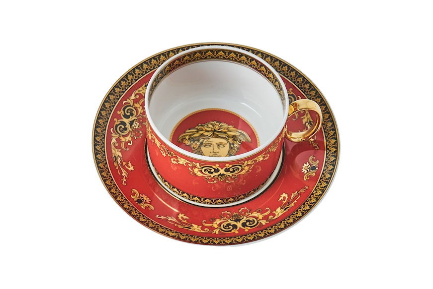 Tea cup Medusa porcelain with saucer Versace