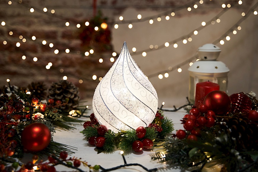 Lume Goccia di Natale con decoro argento Selezione Zanolli