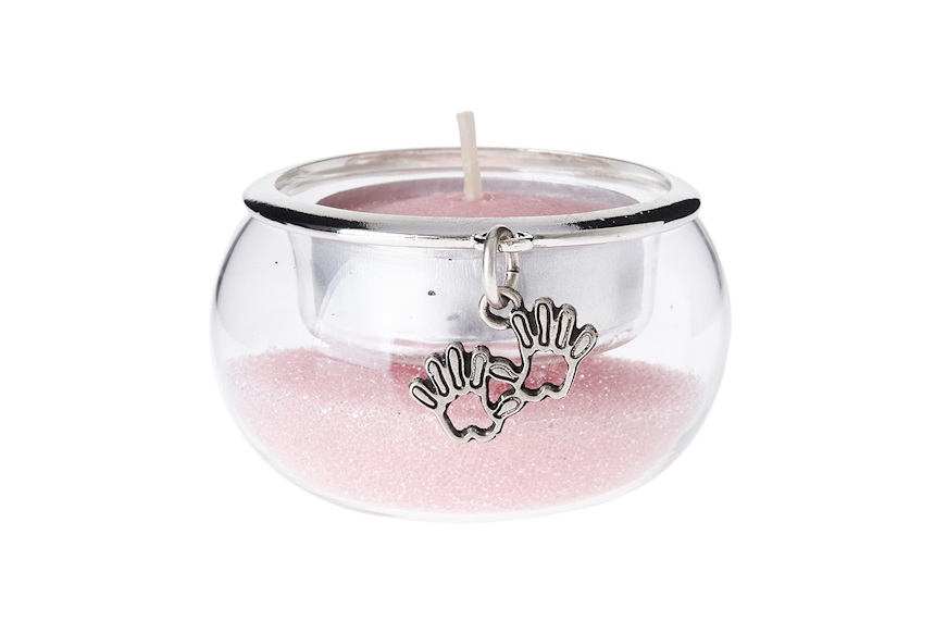 Pink Candle Holder with Hands pendant Selezione Zanolli