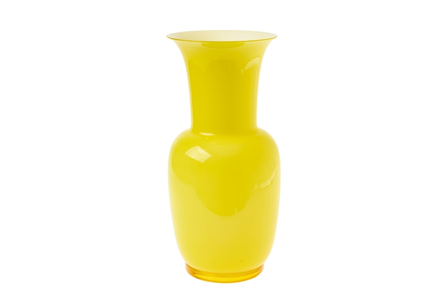 Vaso Opalino vetro di Murano ginkgo biloba e lattimo Venini