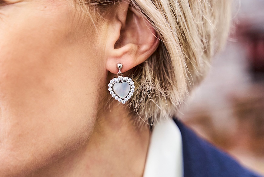 Earrings Moonlight silver with cubic zirconia and mother-of-pearl Sovrani