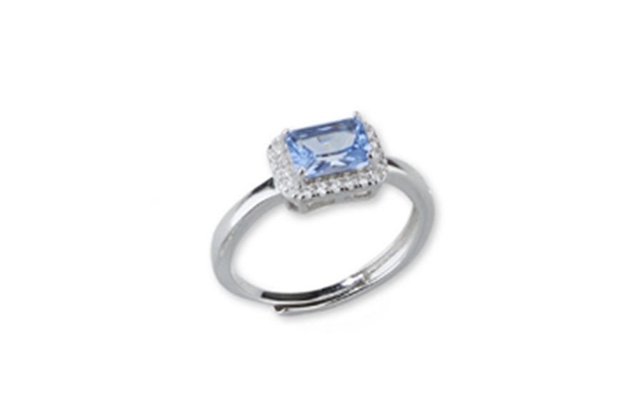 Ring Luce silver with cubic zirconia and aquamarine zircon Sovrani