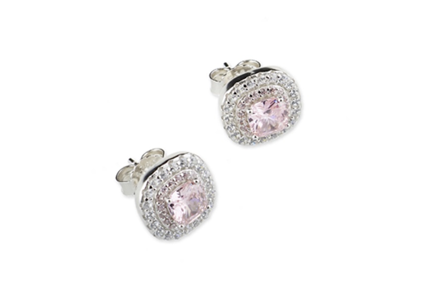 Orecchini Luce argento con cubic zirconia e zircone rosa Sovrani