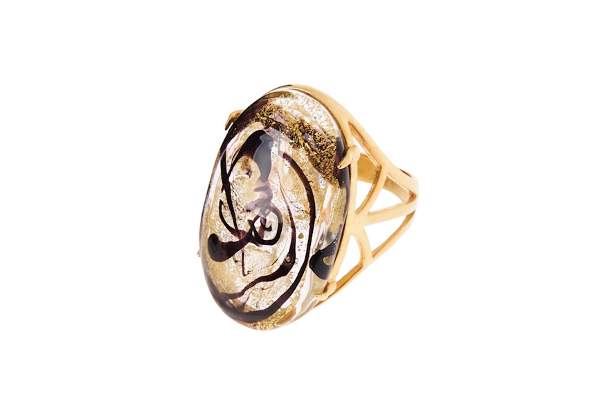 Ring Happyness gold and black Antica Murrina