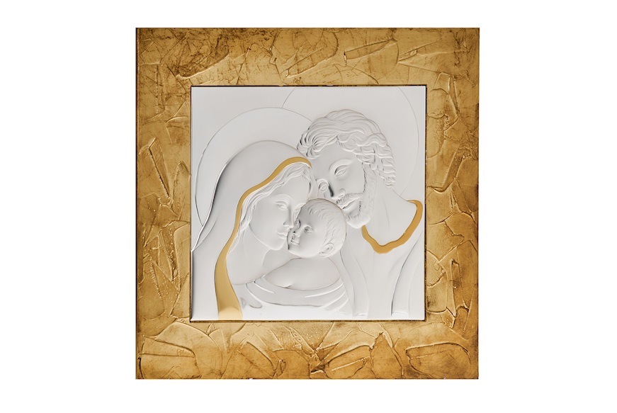 Holy Family pvd Silver with gold frame Selezione Zanolli