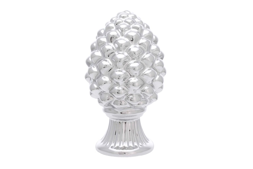 Silver Pine Cone porcelain with silver base Selezione Zanolli