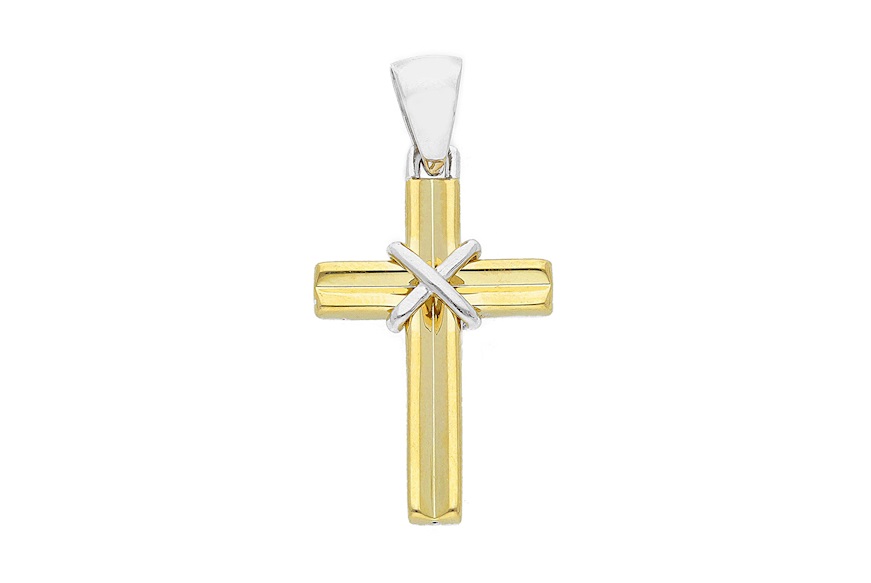 Croce oro 750‰ giallo e bianco Selezione Zanolli