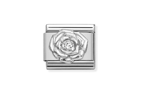 Rosa Composable acciaio argento e zirconi