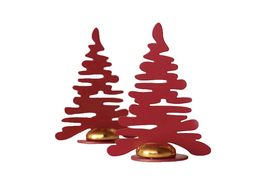 Segnaposto Albero di Natale Barkplace Tree acciaio rosso 2 pezzi Alessi