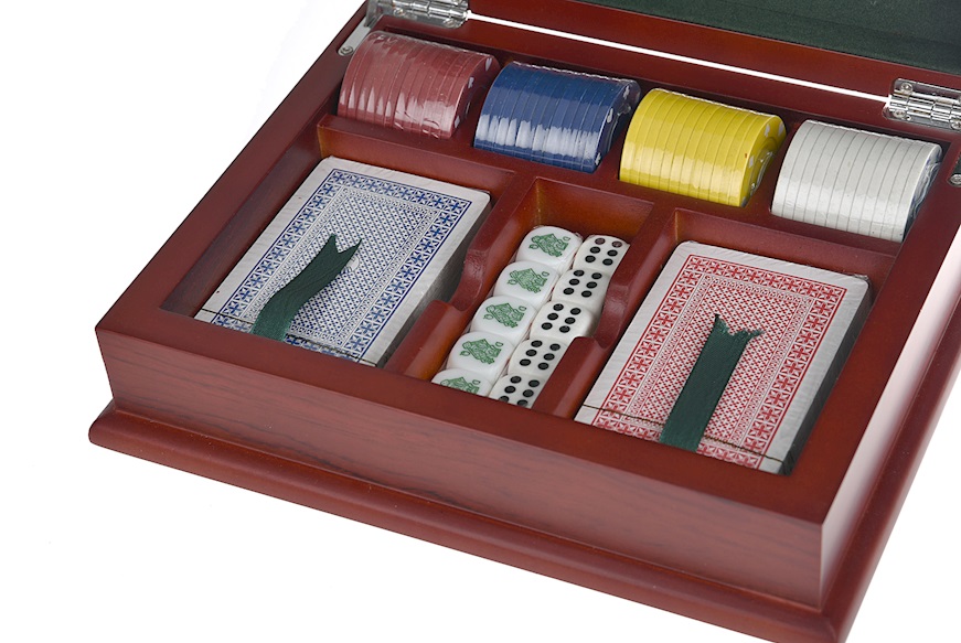 Set giochi da tavola argento bilaminato carte, dadi e fiches Selezione Zanolli