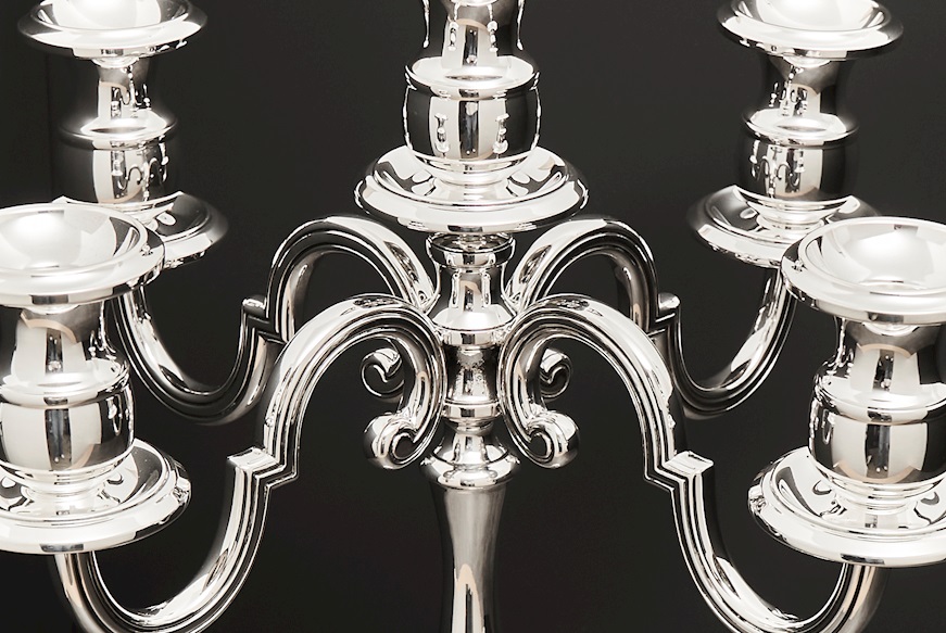 Candelabro argento a cinque fiamme in stile Inglese Selezione Zanolli
