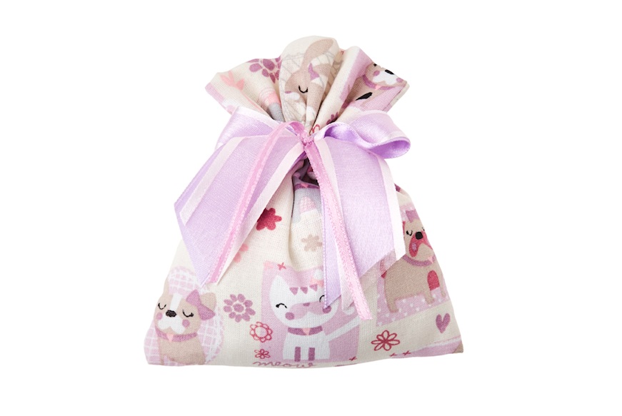 Favor Sugared Almonds dogs and cats with pink bow Selezione Zanolli