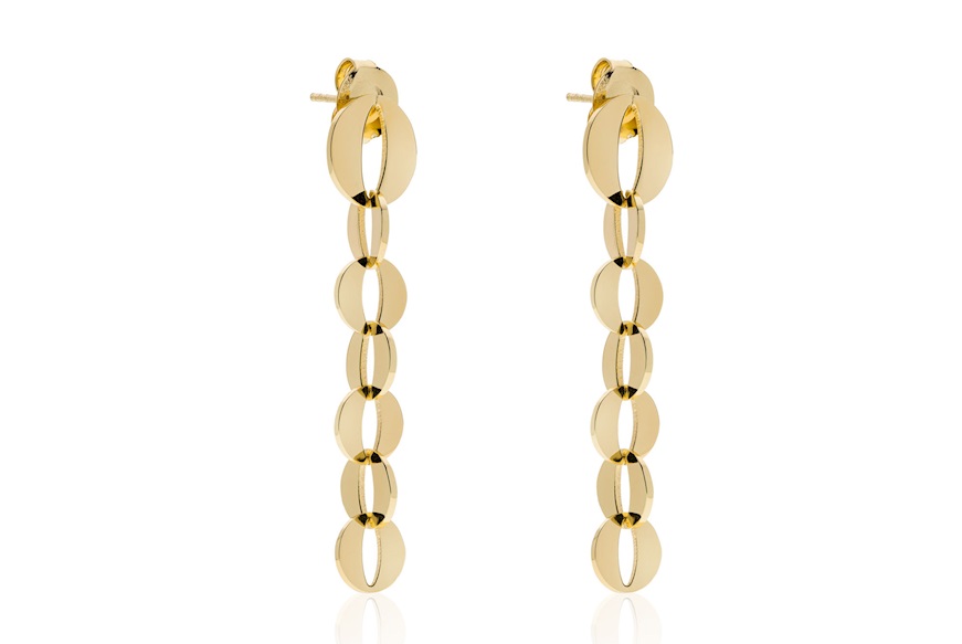 Pendant earrings Dinamica round chain in gilded bronze Unoaerre