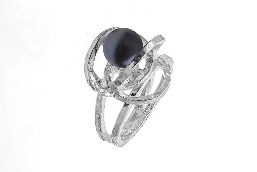 Ring Pura silver with black pearl Selezione Zanolli