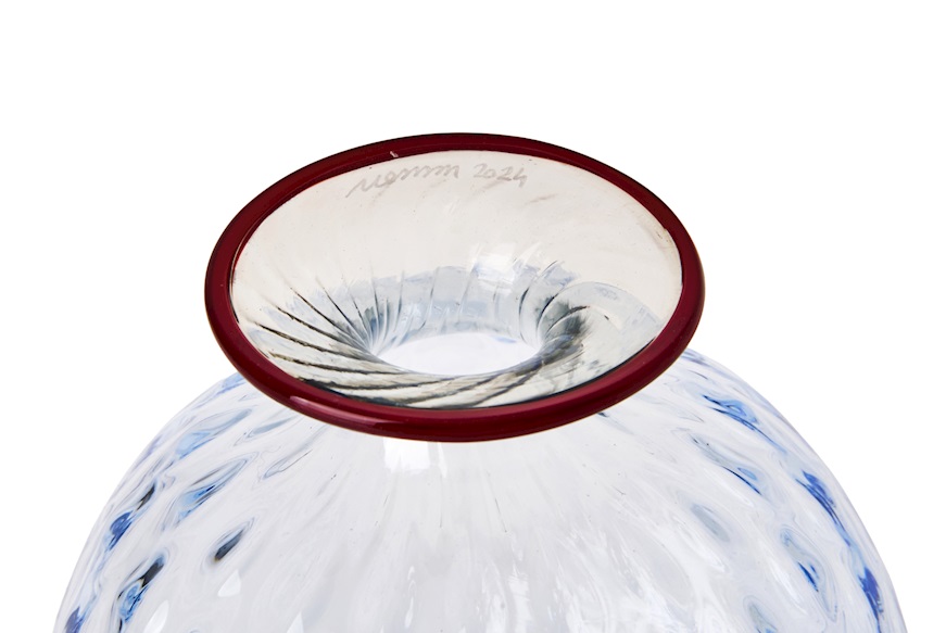 Vase Monofiore Balloton Murano glass iceberg with red ring Venini