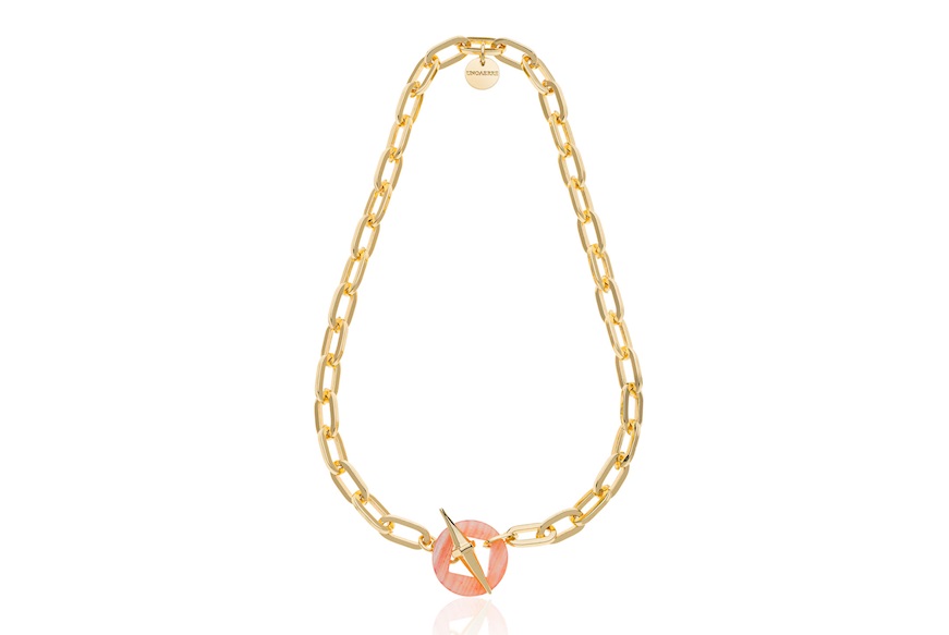 Necklace Joya chain in gilded bronze with pink mother-of-pearl Unoaerre