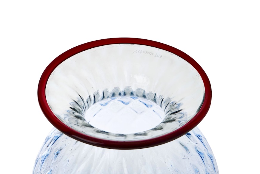 Vase Fiori Balloton Murano glass iceberg with red ring Venini