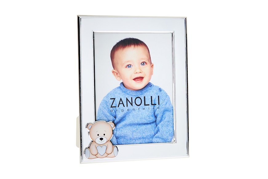 Picture frame Teddy Bear with Heart pvd Silver blue Selezione Zanolli
